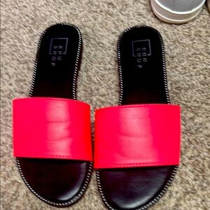 Shu ShopPink and Black Slide Sandals. NWOT